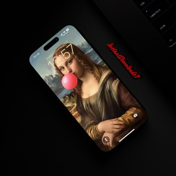 Cool Mona Lisa Blowing Gum iPhone Lockscreen Wallpaper | Mobile