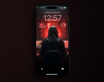 Cyber Hacker Sfondo iPhone / Sfondo telefono cellulare / Sfondo schermata di blocco iOS / Sfondo cellulare / 252