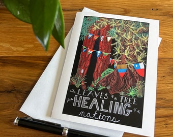 Social Justice Greeting Card - Bible Verse Greeting Card - Tree Illustration Greeting Card - Scripture Greeting Card - Chalkboard art card