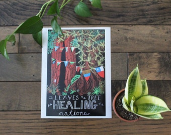 Pray for Peace - Social Justice Art - Outside Art Print - Olive Tree Art - Redwood Art - Worship Visual Art - Prayer Flag Art - Mennonite