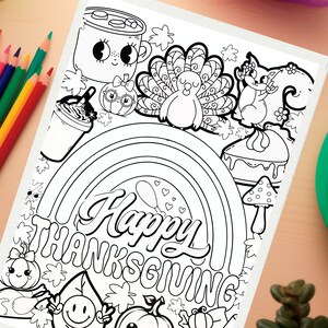 Cute Kids Thanksgiving Coloring Page Groovy Fall coloring, printable coloring pages, thanksgiving printable, Retro coloring pages