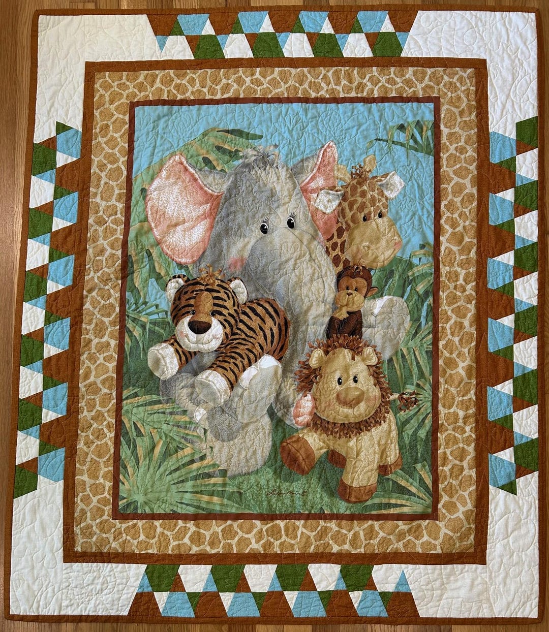 Handmade Safari Jungle Babies Baby Quilt - Etsy