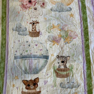 Handmade Baby Animals in a Balloon Quilt