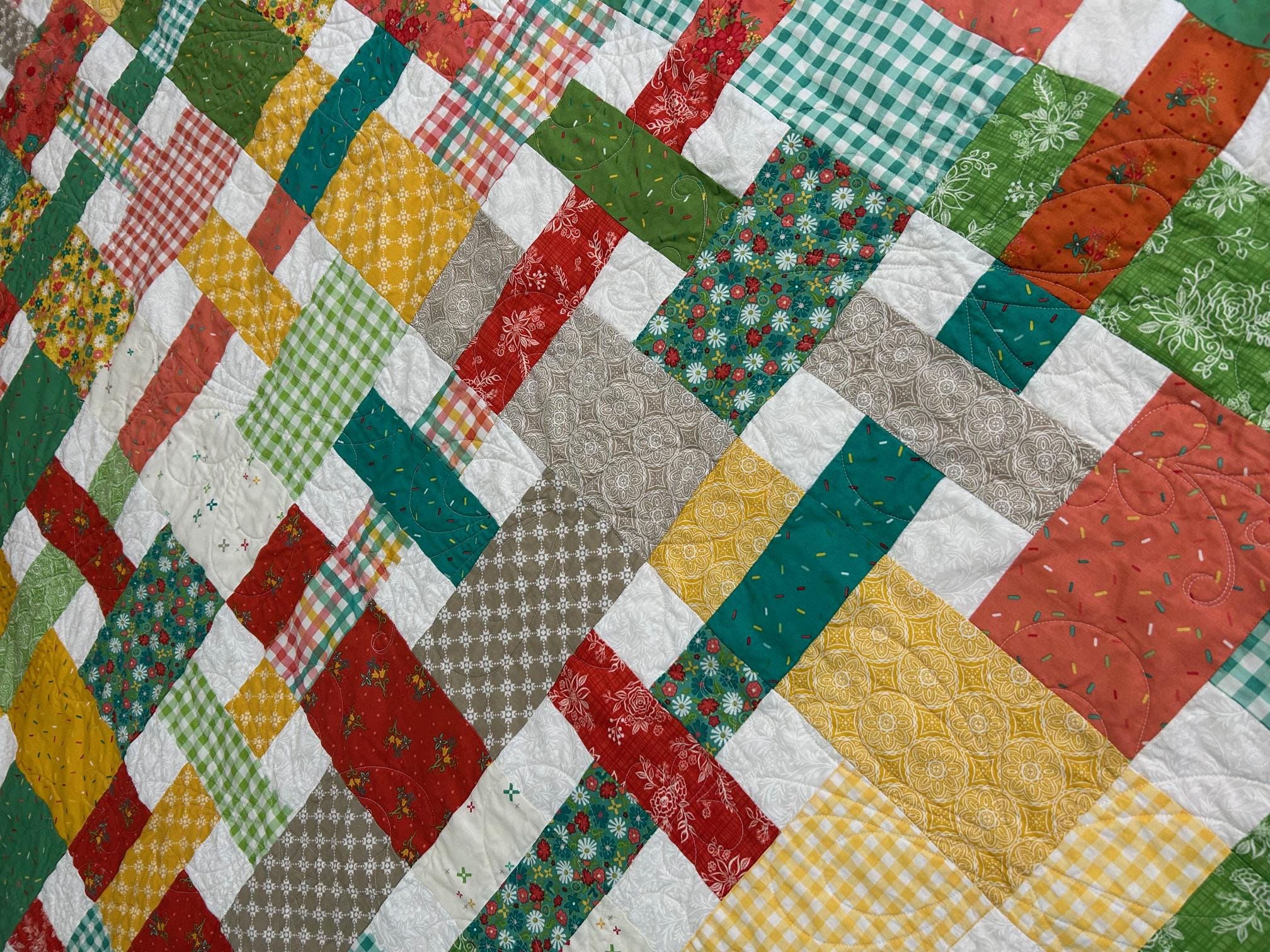 Handmade Colorful Picnic Style Quilt - Etsy