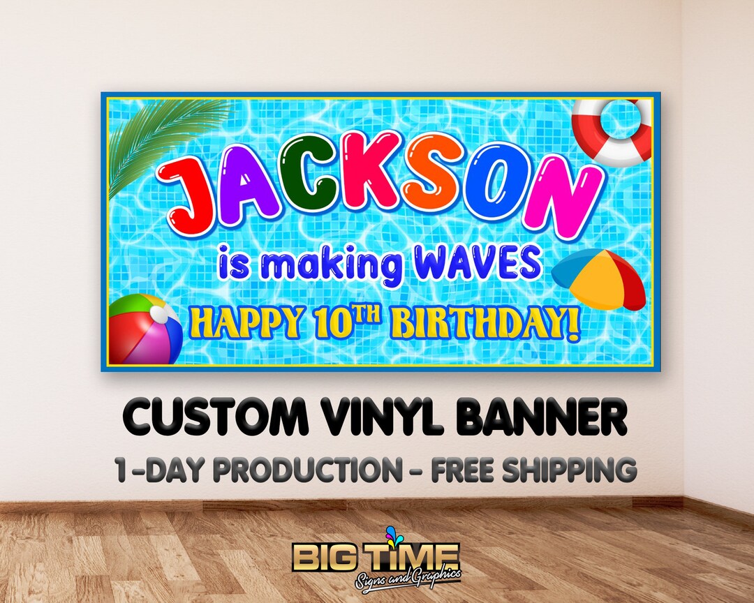 Pool Party Birthday Custom Banner Pool Party Personalized Etsy