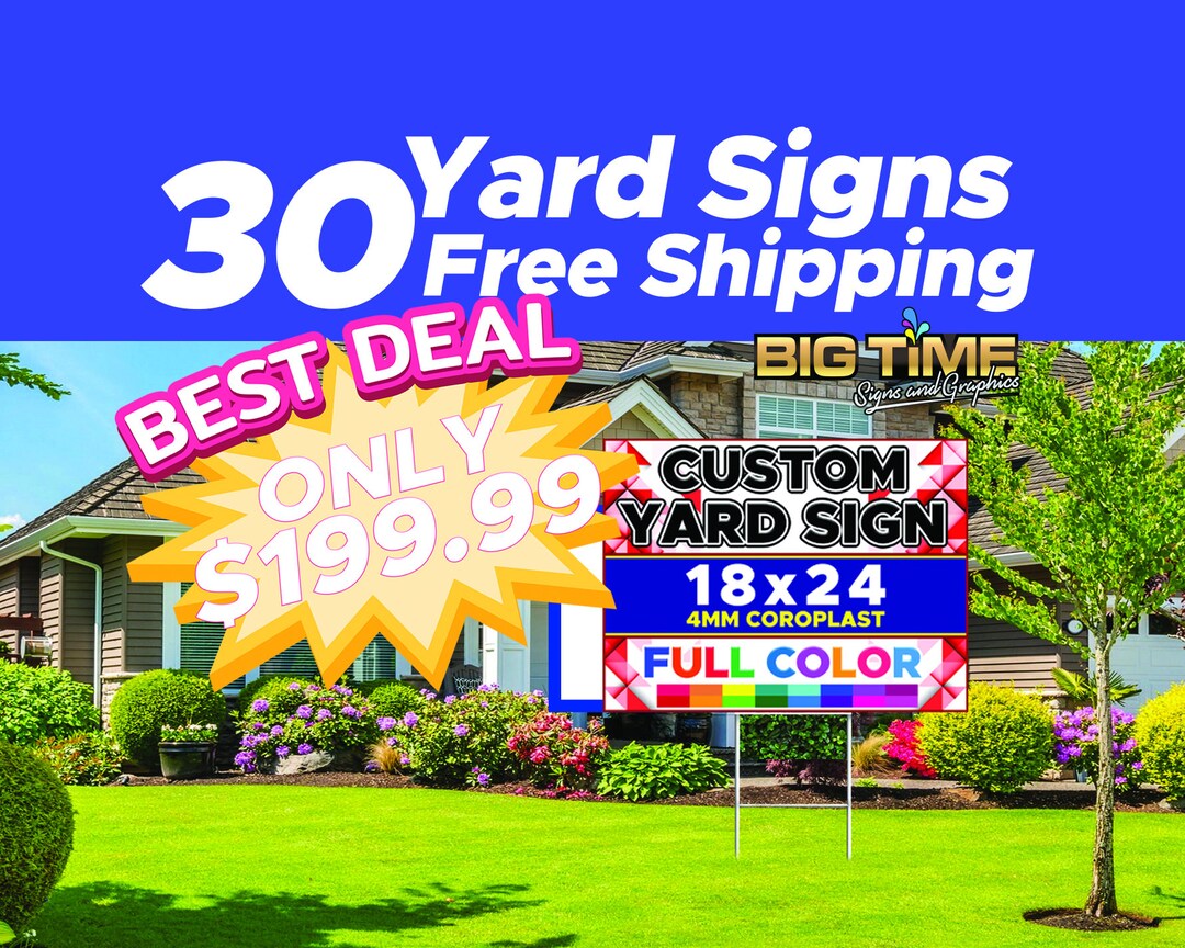 Full Color Yard Signs Custom Yard Signs Custom Lawn Sign Etsy