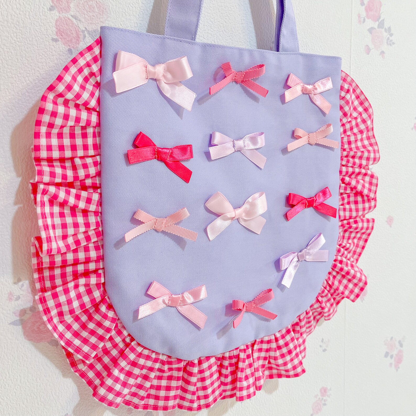 Gingham Ruffle Ribbon Mini Tote Baggingham Ruffle Ribbon Mini - Etsy