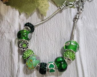 Big Bead Lampwork - Green Country Craft Barn Bracelet (#317)