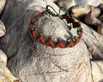Boho Macrame Anklet/Bracelet with Brass Beads, Beach Festival Jewelry