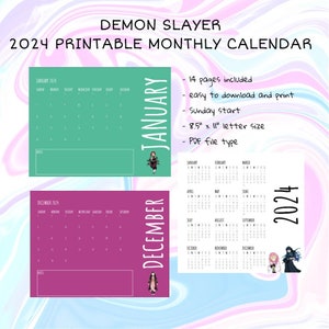 Demon Slayer: Kimetsu no Yaiba Calendar 2024 - Deluxe 2024 Demon Slayer  Mini Calendar Bundle with Over 100 Calendar Stickers (Anime Gifts, Office