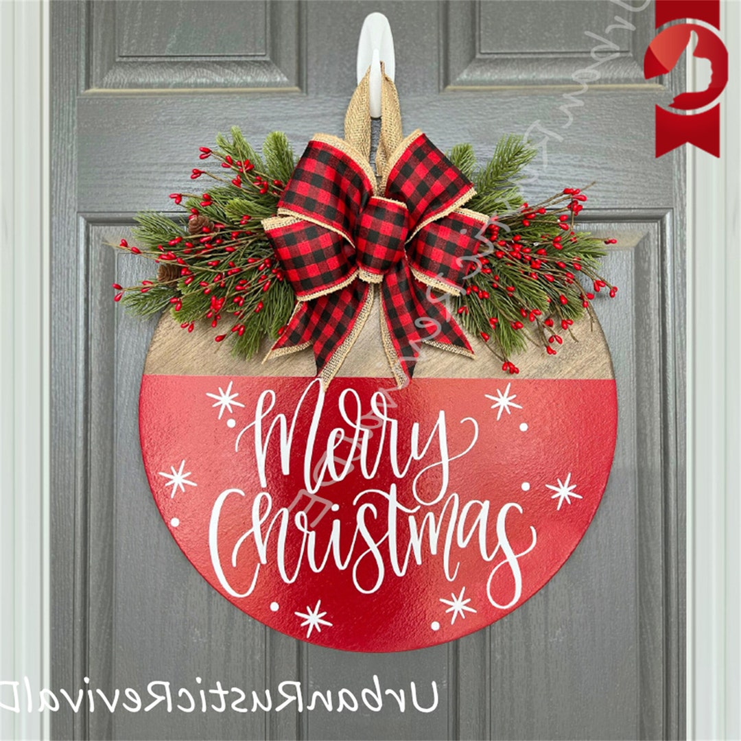Christmas Front Door Decor Merry Christmas Christmas Etsy