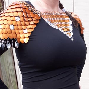 Double Pixi Chainmail Shoulder Armor Scalemail Shoulder Armor Mail Armor Dragon Scale Cosplay Armor Scalemail Pauldron