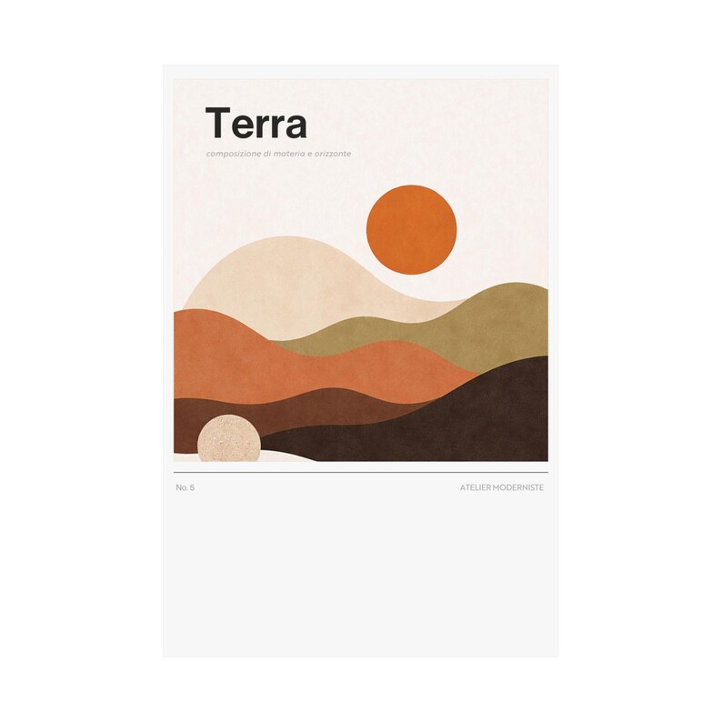 Modern Abstract Wall Art Poster. Terra No.5. Bauhaus Geometric Print. Atelier Moderniste Matte Poster. Mid Century Modern Wall Decor image 2