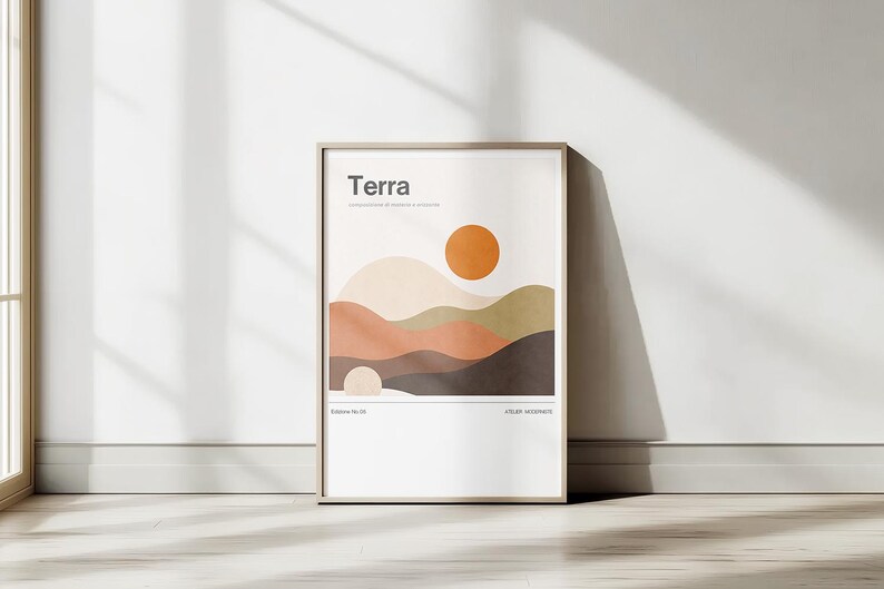 Modern Abstract Wall Art Poster. Terra No.5. Bauhaus Geometric Print. Atelier Moderniste Matte Poster. Mid Century Modern Wall Decor image 3