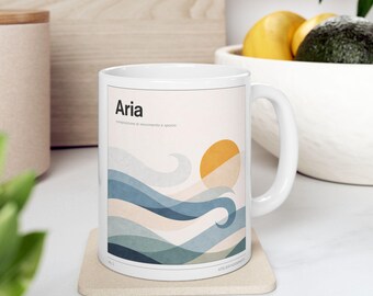 Minimalist Abstract Coffee Mug. Scandinavian Modern Ceramic Mug. Neutral Aesthetic Cup. Aria by Atelier Moderniste 11 oz. Aria