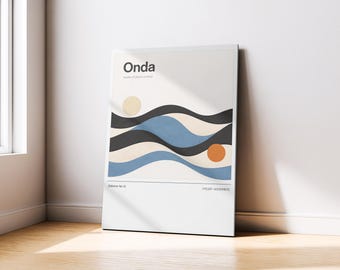 Modern Abstract Wall Art Print - Onda No.13. A study of motion and flow. Geometric Minimalist Poster, Bauhaus Style Digital Download