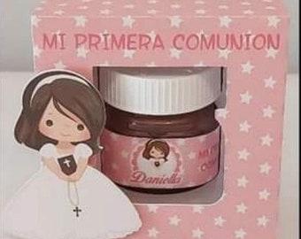 Plantilla Molde Caja Mini Nutella COMUNIÓN, CUMPLEAÑOS, BAUTIZOS..