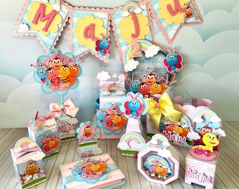 BICHIKIDS party KIT Personalized templates. CANDYBAR Topper, Boxes, Invitation