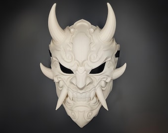 Japanese Oni Demon Mask | Wearable Hannya Samurai Mask for Cosplay | Yokai Kabuki Face Armor | Halloween Costume Prop