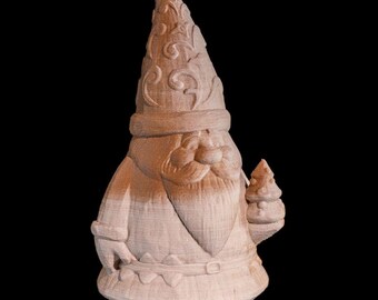 3D Printed Wood Filament Santa Claus Figurine