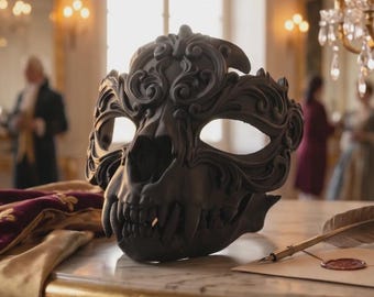 Baroque Beast Masquerade Mask, Gothic Monster Half Mask for Men & Women, Fantasy Ball Cosplay, Ornate Mythical Creature Costume