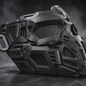Tactical Skull Mask, Cybernetic Combat Half Mask, Cyberpunk Cosplay, Futuristic Sci-Fi Armor, Post-Apocalyptic Helmet Prop