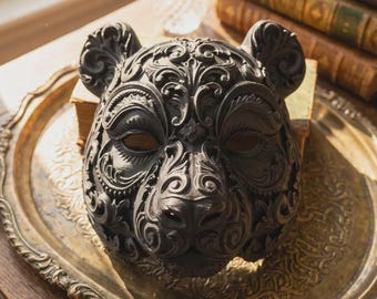 Baroque Panda Masquerade Ball Mask, Venetian Gothic Animal Filigree Mask for Halloween, Cosplay Costume, Mardi Gras & Fantasy Ball