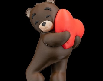3D Printed Bear Hug: Custom Color Heart, 15cm