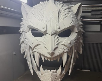 Fenrir Norse Wolf Mask – Viking Cosplay & LARP Costume Mask – Mythological Werewolf Masquerade Prop – Norse Mythology Wearable Art