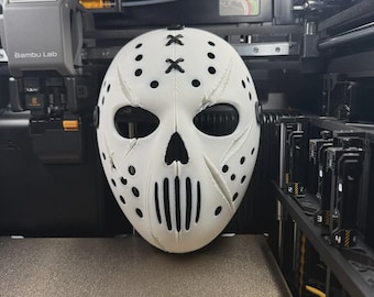Stitched Halloween Hockey Mask, Horror Cosplay Mask, Patchwork Slasher Costume Prop, Creepy Hockey Goalie Mask, Wearable Halloween Costume