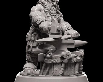 Ice and Fire - Dwarven Black Smith - - Miniature