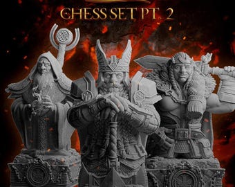 Solid Resin Dwarven Half Chess Set (16 pieces )