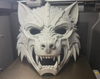 Norse Wolf Mask – Viking Fenrir Cosplay Helmet, Wearable Pagan Masquerade Face Mask for Ren Faire, LARP & Halloween Costume