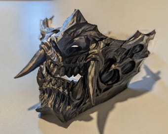 Wearable Japanese Oni Mask, Ancient Demon Mask for Cosplay & Halloween, Samurai Hannya Mask, Japanese Folklore Wall Decor, Custom Costume