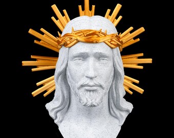 Jesus Christ Bust Sculpture: 3D Printed Faith Devotion Art