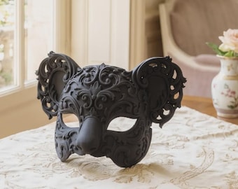 Baroque Koala Masquerade Mask, Ornate Venetian Animal Face Mask, Filigree Mardi Gras Costume, Renaissance Festival & Cosplay Party Mask