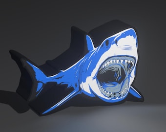 3D Printed White Shark Boxlight with LED Lamp (12"w x 7"H)