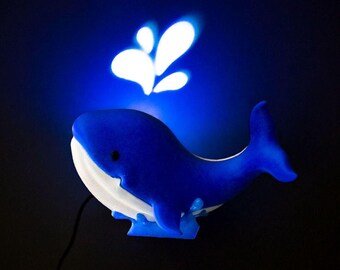 3D Printed Baby Whale Night Light: Multi Color Nursery Decor