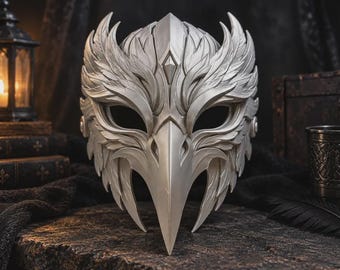 Raven Warden Mask, Gothic Bird Skull Mask for Cosplay, Dark Fantasy Plague Doctor Headpiece, Renaissance Faire & Halloween Costume Mask