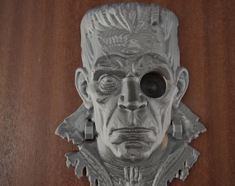 Frankenstein Peephole Cover, Spooky Front Door Decor, Monster Peephole Frame, Halloween Door Accent, 3D Printed Horror Porch Decoration