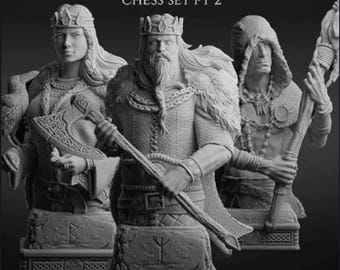 Solid Resin Viking Half Chess Set (16 pieces )