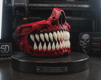 Cyber Demon Half Mask - Cyberpunk Oni Face Mask, 3D Printed Sci-Fi Samurai Cosplay Prop, Futuristic Rave Wear, Halloween Costume Accessory