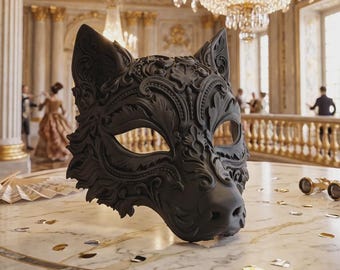 Baroque Fox Masquerade Mask, Ornate Venetian Animal Half Face Mask, Gothic Renaissance Costume, Halloween Carnival Ball & Cosplay Party Prop