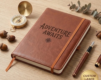 Personalized A5 Leather Journal – Custom Laser Engraved Name, Logo Notebook