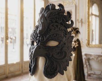 Baroque Rooster Masquerade Mask, Ornate Venetian Animal Mask for Mardi Gras, Carnival, Halloween Costume & Masquerade Ball