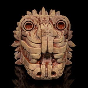 Cabeça de Dragão Asteca: Arte em Filamento Impressa em 3D imagem 2