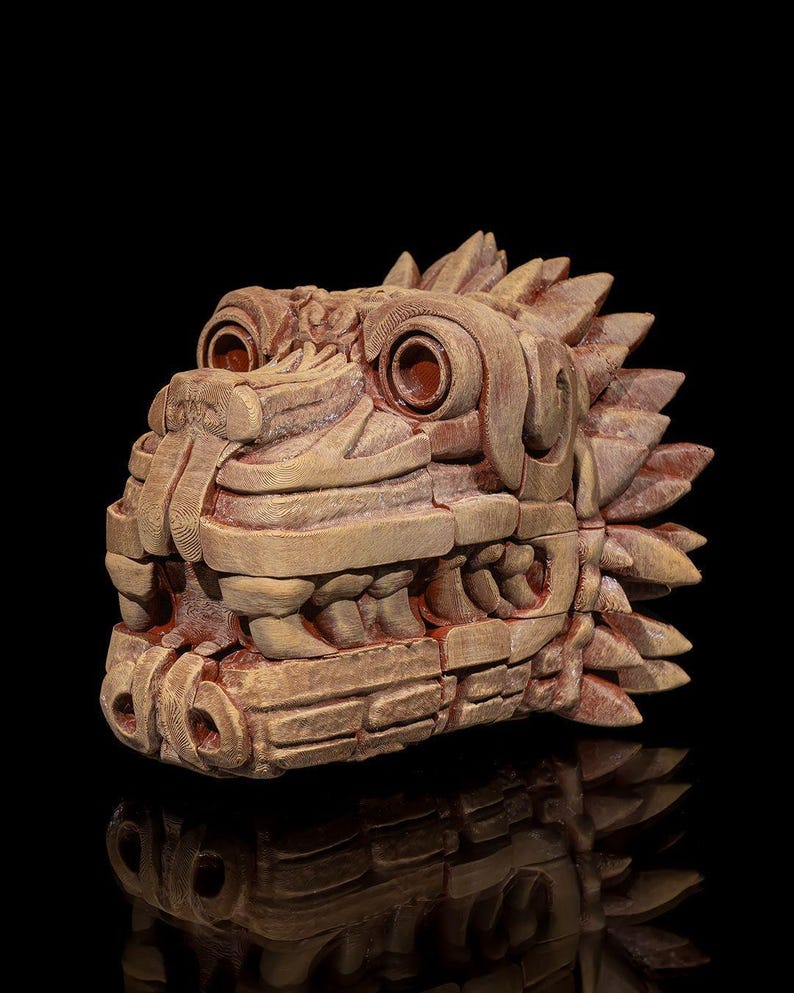 Cabeça de Dragão Asteca: Arte em Filamento Impressa em 3D imagem 3