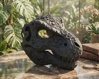 Baroque T-Rex Mask, Gothic Dinosaur Masquerade Mask, King Prehistoric Tyrannosaurus Headpiece, Venetian Fantasy Cosplay, Halloween Mask