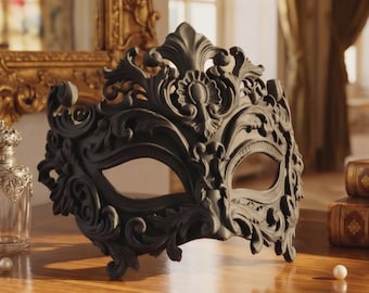 Baroque Ornate Venetian Masquerade Mask, Ornate Filigree Ball Mask, Vintage Carnival Face Cover, Gothic Cosplay Costume and Wall Art Decor