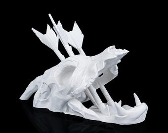Primal Skull - DND Table top Accessories, Dungeons and Dragons, Monster Dice TowerUndead, Skull, Creepy